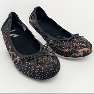 Stuart Weitzman Fannie Crystal Cheetah Ballet Flats Women's 5 Slip On Flats